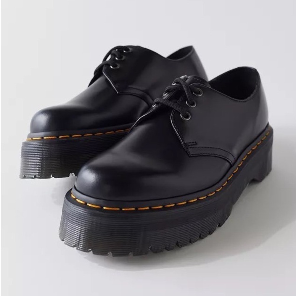 Dr. Martens 1461 Quad Platform Black Leather Oxford Shoes 25567 Womens 6 C5